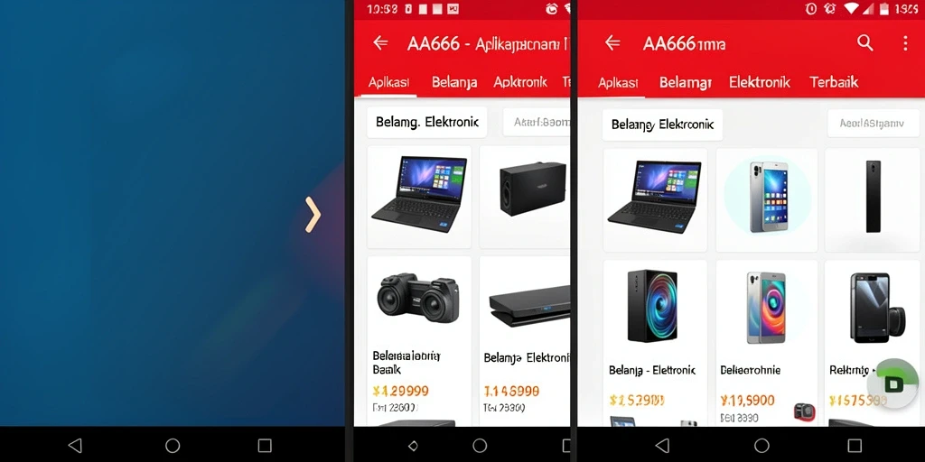 Antarmuka aplikasi AA666 untuk belanja elektronik modern.