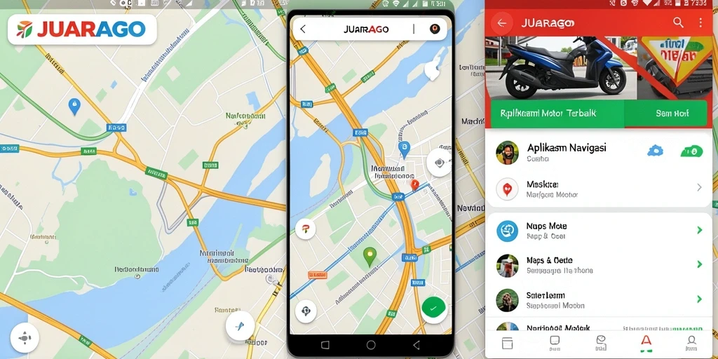 Tampilan antarmuka JUARAGO dengan peta navigasi motor yang jelas