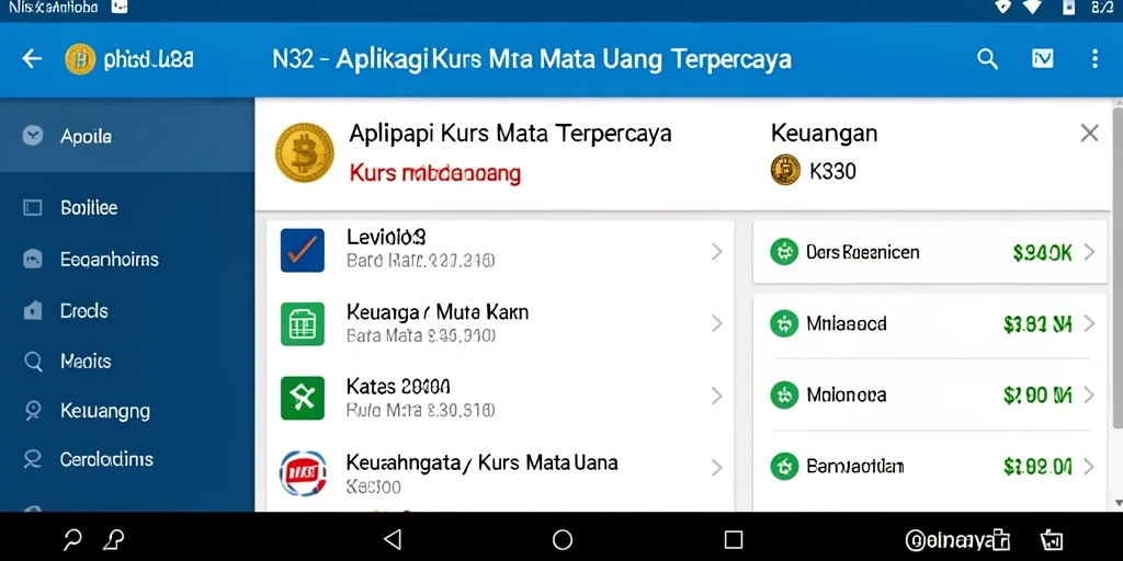 Tampilan utama aplikasi N32 yang menunjukkan nilai tukar mata uang.
