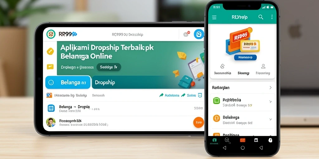 Antarmuka aplikasi RR999 yang sederhana dan fungsional untuk dropshipping.